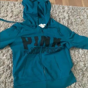 Pink Teal Sweater with Hoodie